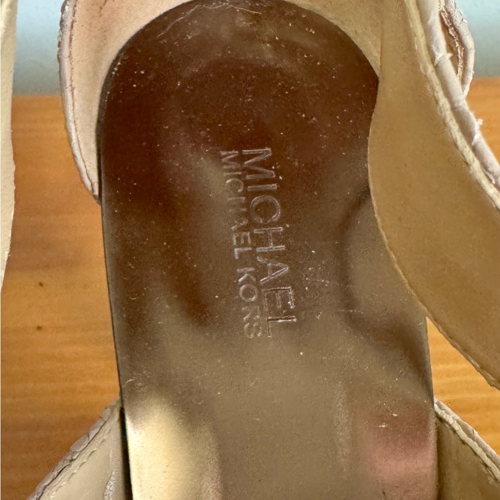 Michael Kors Beige Strappy Zip Front Heels - Picture 4 of 11